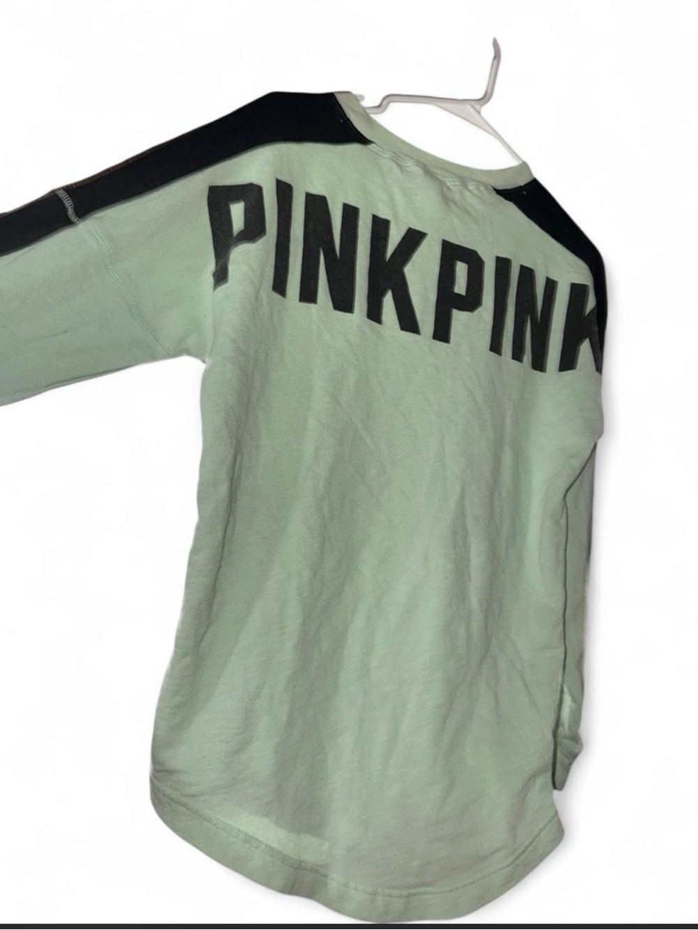 Victoria's Secret PINK Mint Green Sweatshirt with Black Accents